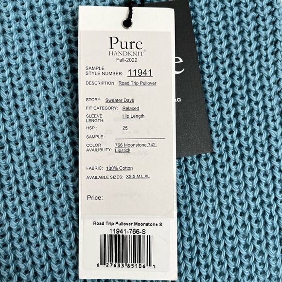 NWT Pure Knits by Neon Buddha Road Trip Pullover Sweater in Blue and Grey Small‎ - Picture 8 of 9
